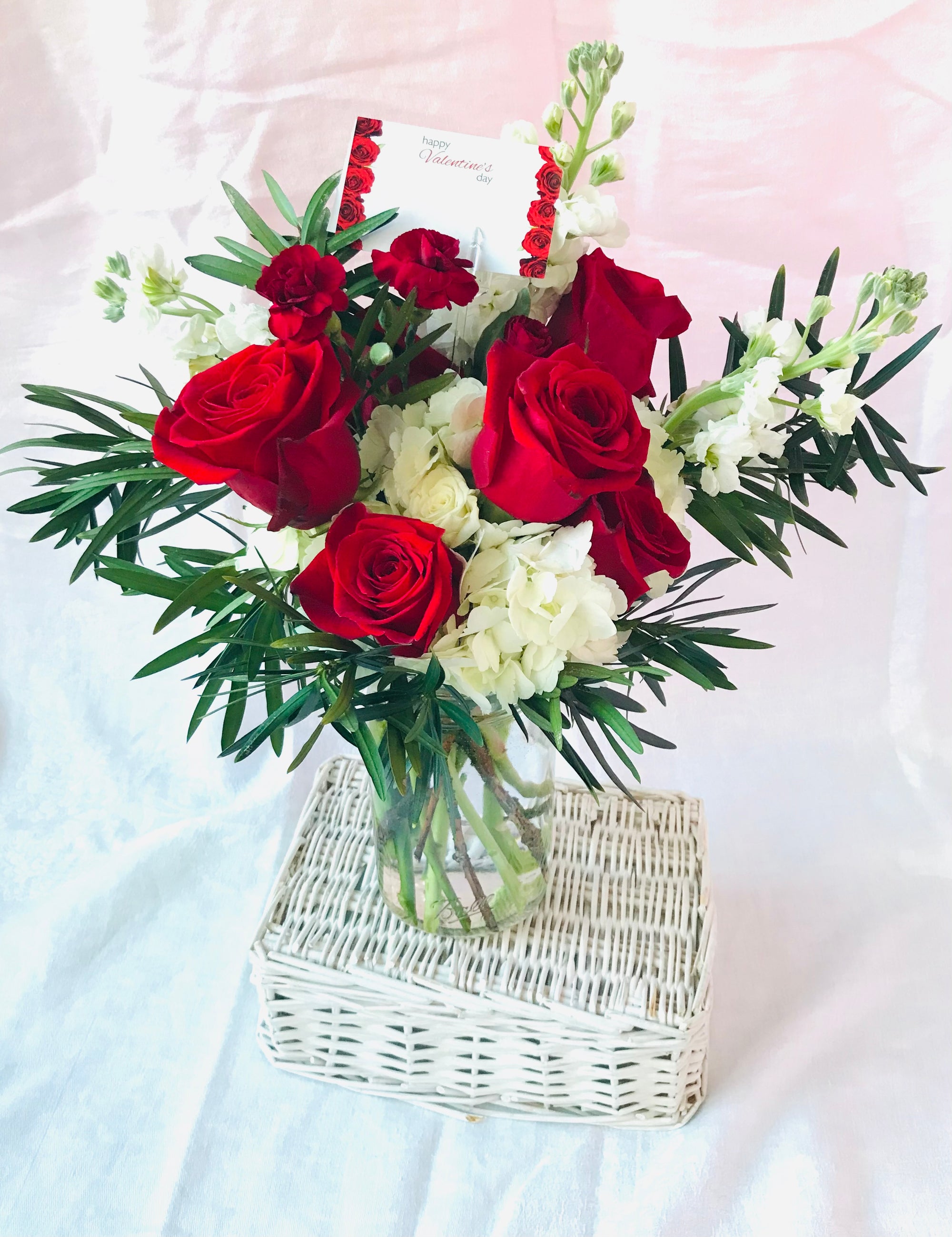 Mason Jar Valentine's Day Arrangement