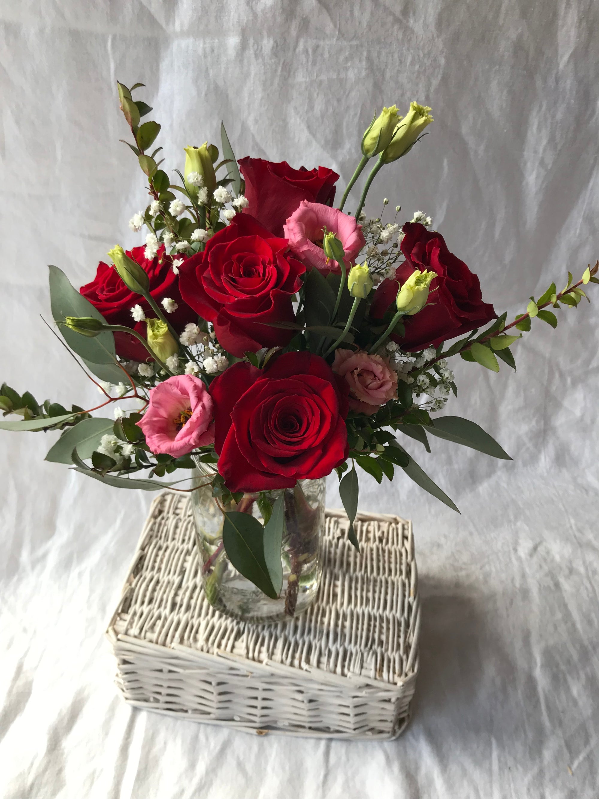 Mason Jar Valentine's Day Arrangement